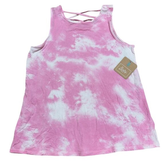 Bixby Nomad Girl Size L (12/14) Pink White Tie Dye Ruffle Tank Top ~ ~ NWT - Picture 1 of 6